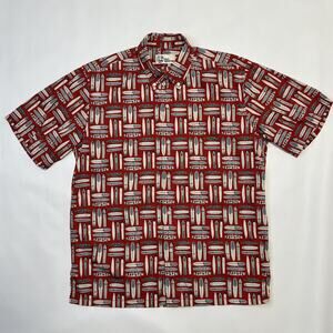 Reyn Spooner Shirt Mens Medium Red Surfboards Hawaiian Aloha Button Up Summer
